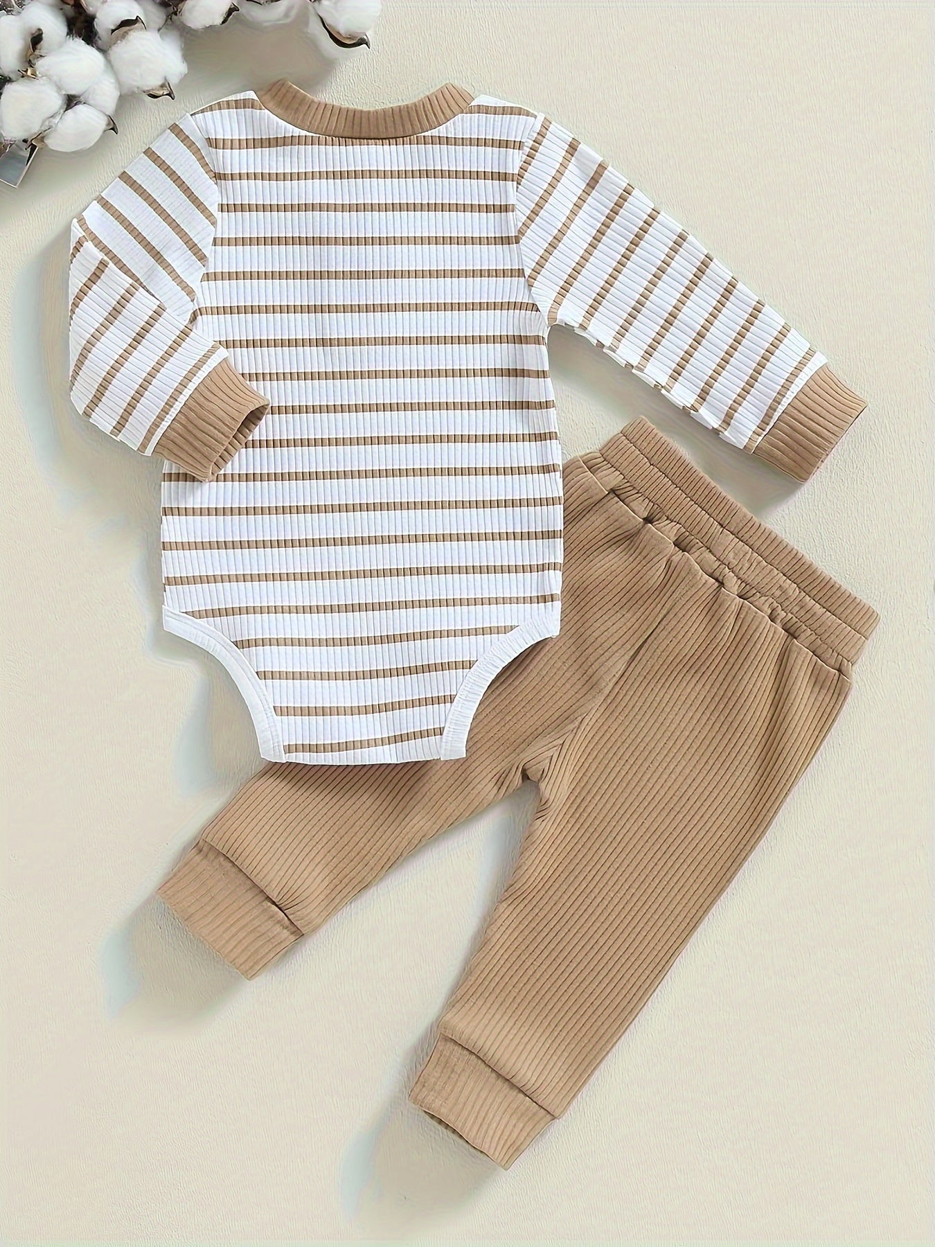 Conjunto BabyZoo Bebê Menino – Body Listrado com Botões + Calça Casual | Roupa de Inverno para Passeios