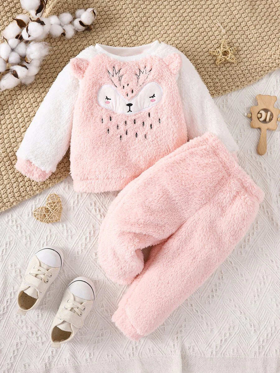 Conjunto 2 Peças Feminino Moletom & Calça Flanela com Bordado Cartoon – Conforto & Diversão | Baby Zoo