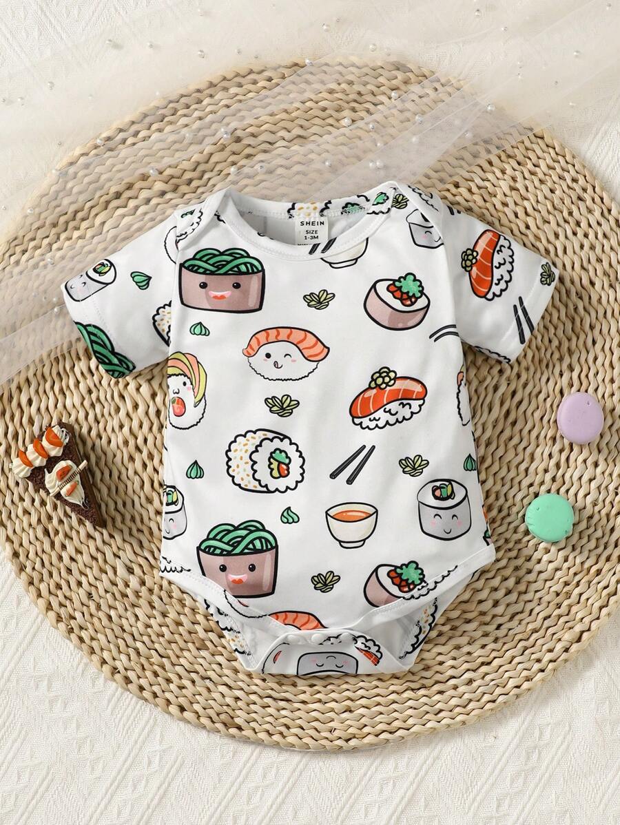 Bodysuit De Bebê Menino Com Estampa De Sushi