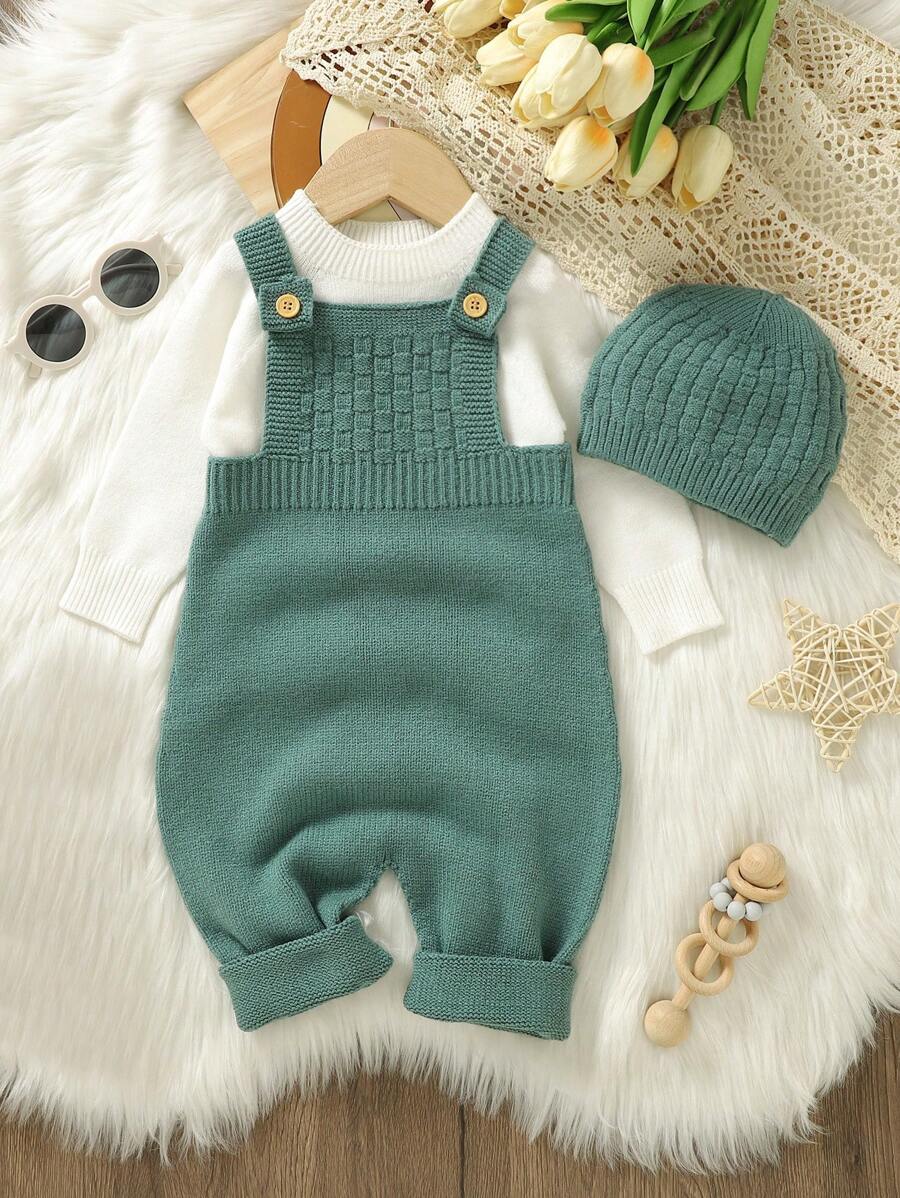 Macacão Saída Maternidade Masculino Sólido em Malha com Chapéu – Sem Camiseta | Baby Zoo