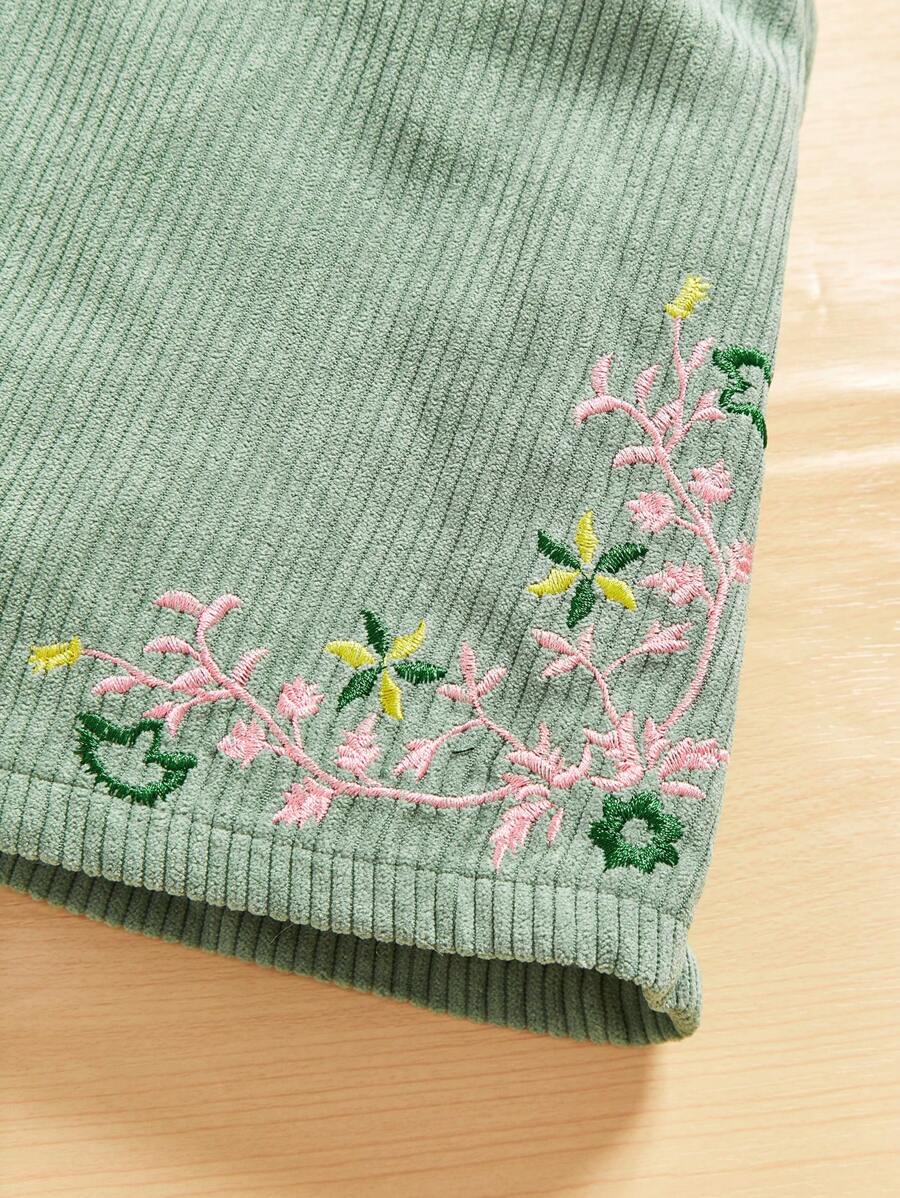 Macacão Feminino Floral Bordado Sem Camiseta – Vestido Overall | Baby Zoo