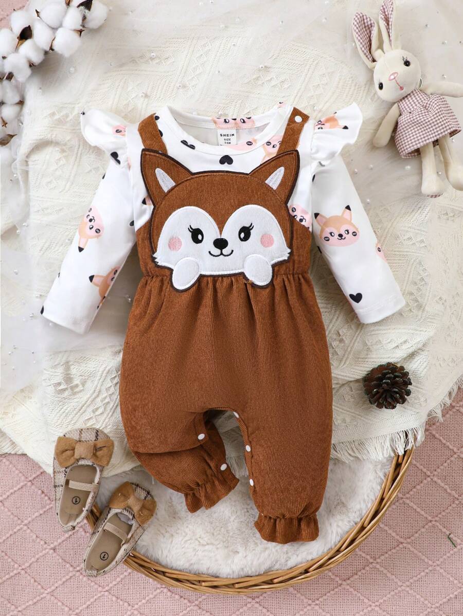 Macacão Feminino Manga Longa com Bainha Franzida & Estampa Cartoon – Outono | Baby Zoo