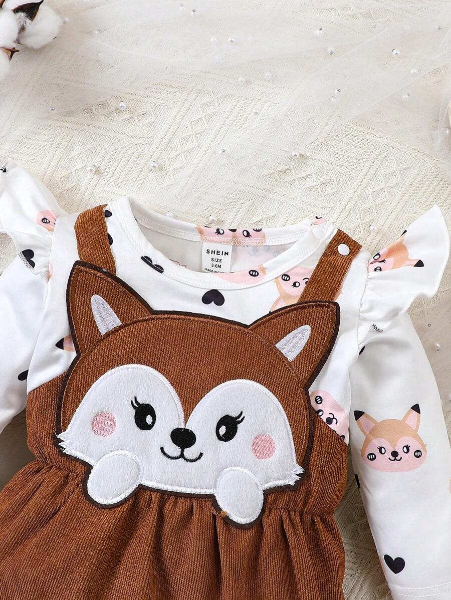 Macacão Feminino Manga Longa com Bainha Franzida & Estampa Cartoon – Outono | Baby Zoo