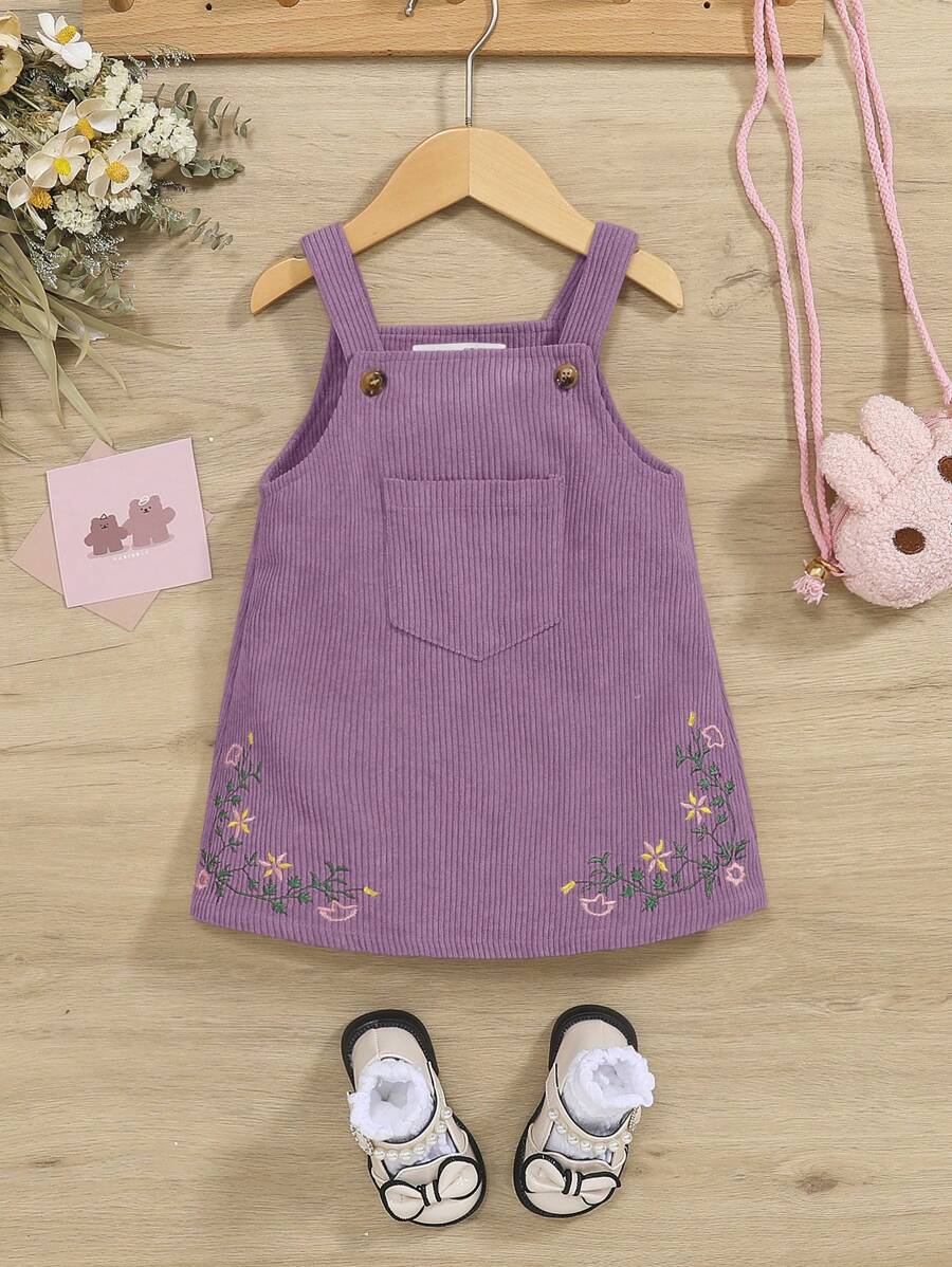Macacão Feminino Floral Bordado Sem Camiseta – Vestido Overall | Baby Zoo