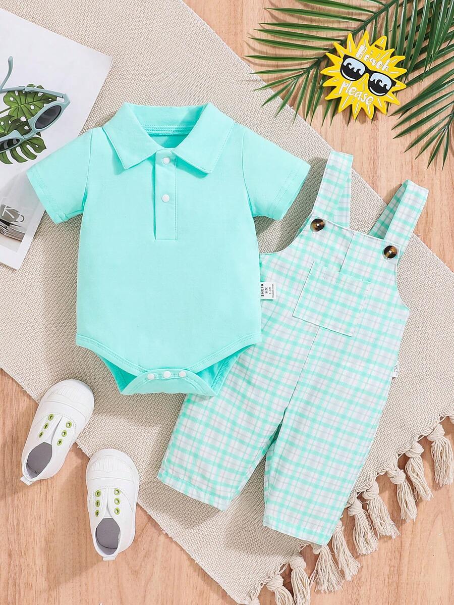 Conjunto 2 Bodies Masculinos Sem Manga com Estampa Xadrez – Primavera | Baby Zoo
