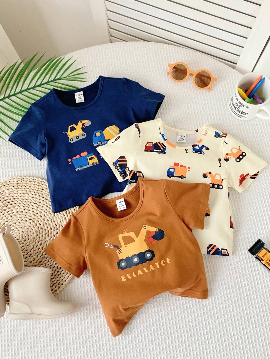 Conjunto 3 Bodies Masculinos Unissex Estampa Carro & Coração – Manga Curta | Baby Zoo