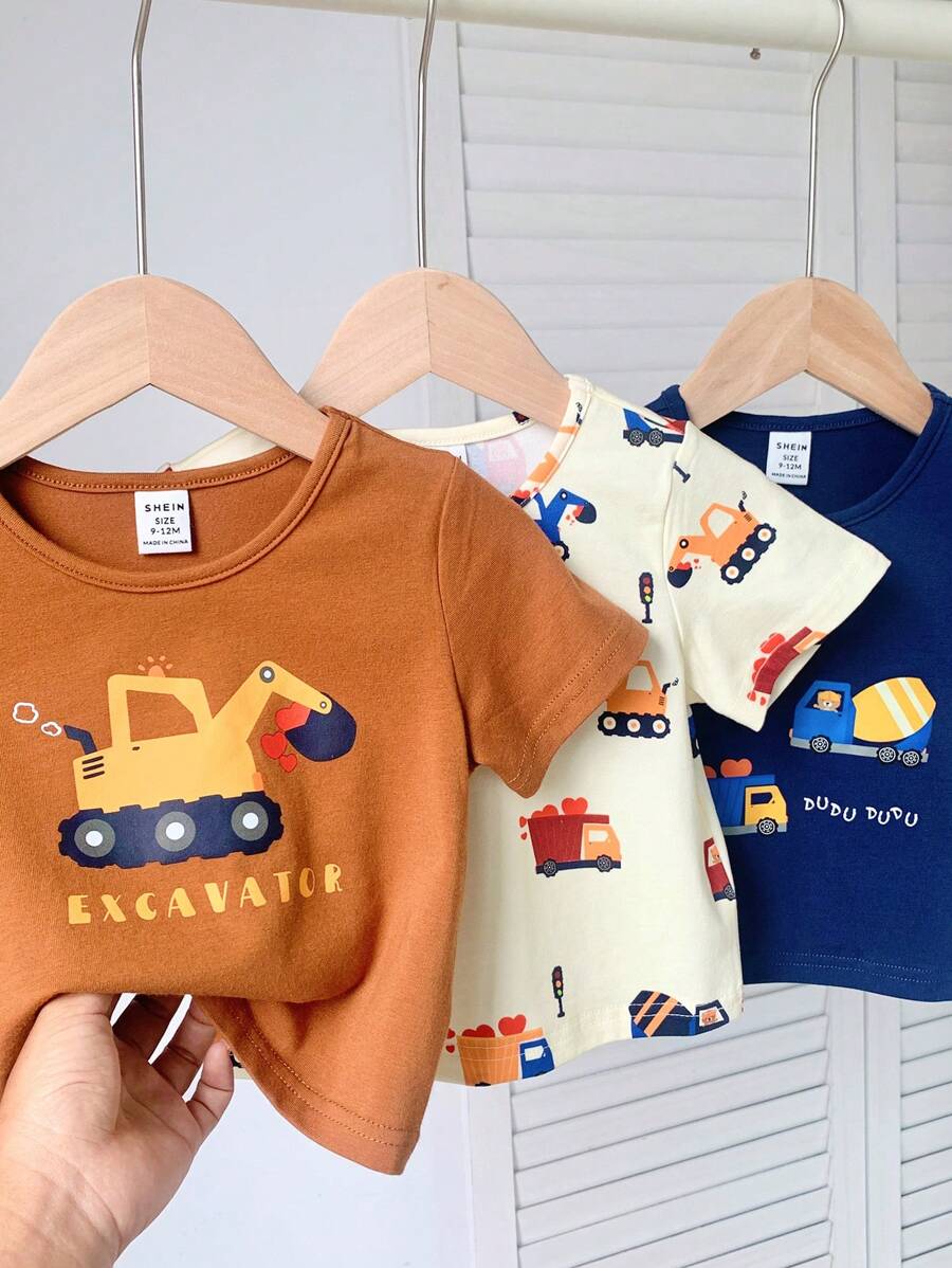 Conjunto 3 Bodies Masculinos Unissex Estampa Carro & Coração – Manga Curta | Baby Zoo