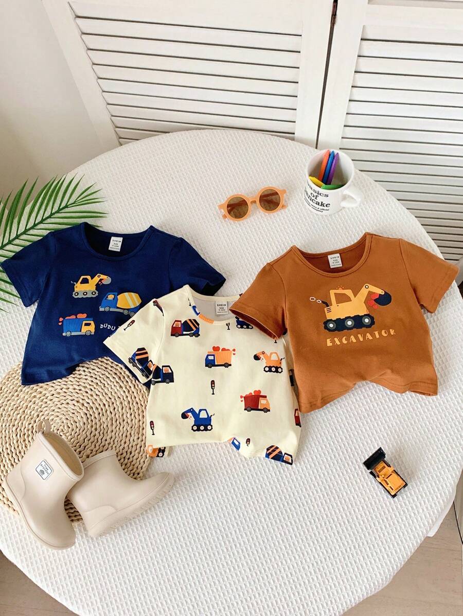 Conjunto 3 Bodies Masculinos Unissex Estampa Carro & Coração – Manga Curta | Baby Zoo