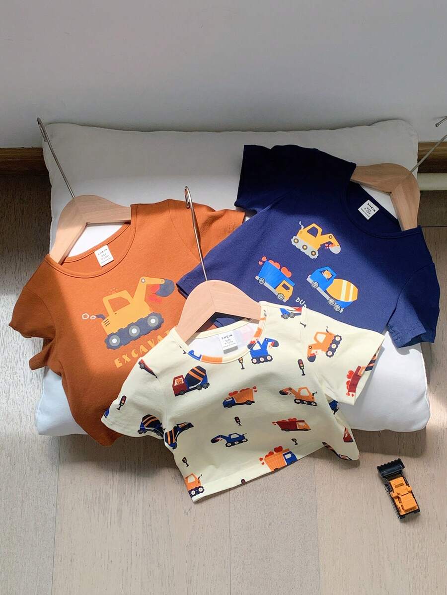 Conjunto 3 Bodies Masculinos Unissex Estampa Carro & Coração – Manga Curta | Baby Zoo