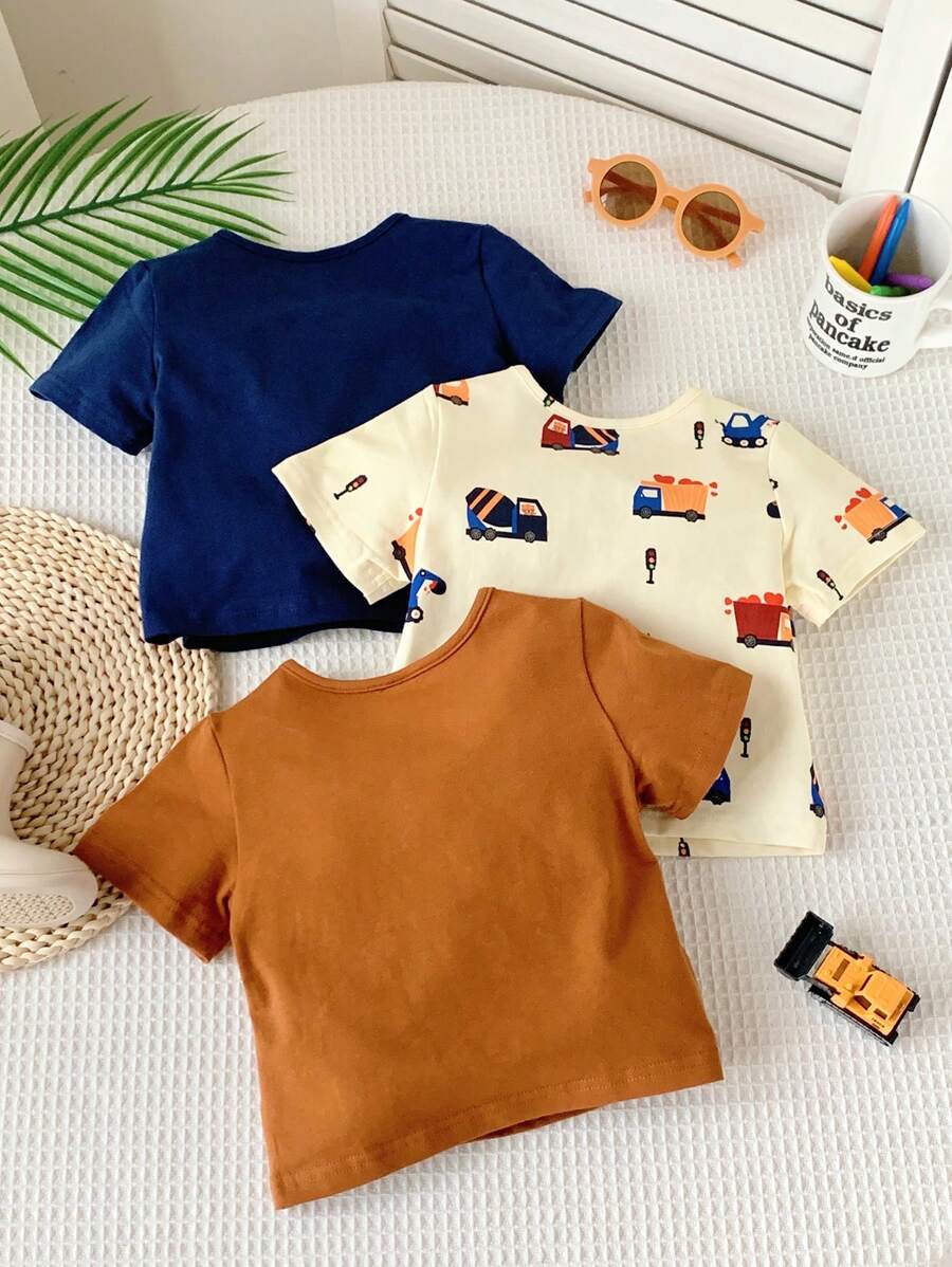 Conjunto 3 Bodies Masculinos Unissex Estampa Carro & Coração – Manga Curta | Baby Zoo