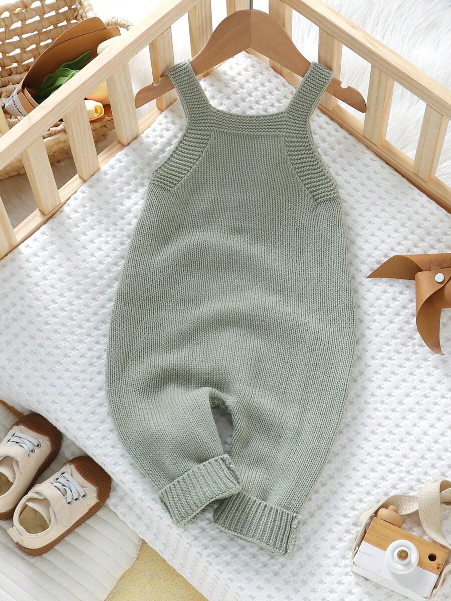 Macacão Unissex de Malha Verde Claro com Suspensórios – Casual & Confortável | Baby Zoo