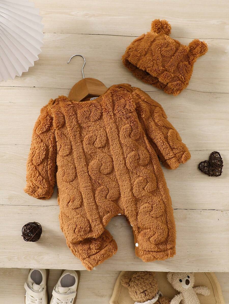 Macacão Unissex de Lã Geométrica com Chapéu – Outono/Inverno | Baby Zoo