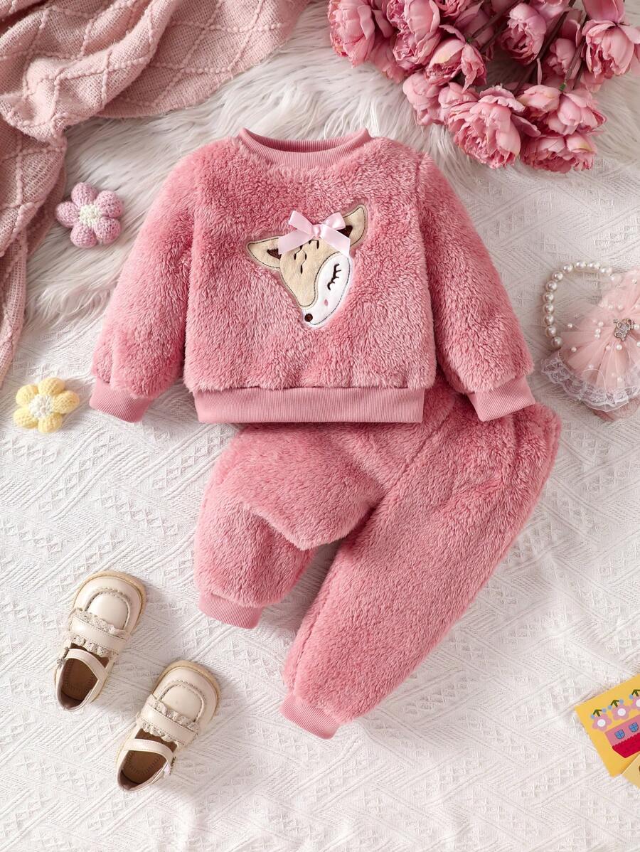 Conjunto 2 Peças Feminino Moletom & Calça Jogger com Bordado de Animal – Outono/Inverno | Baby Zoo