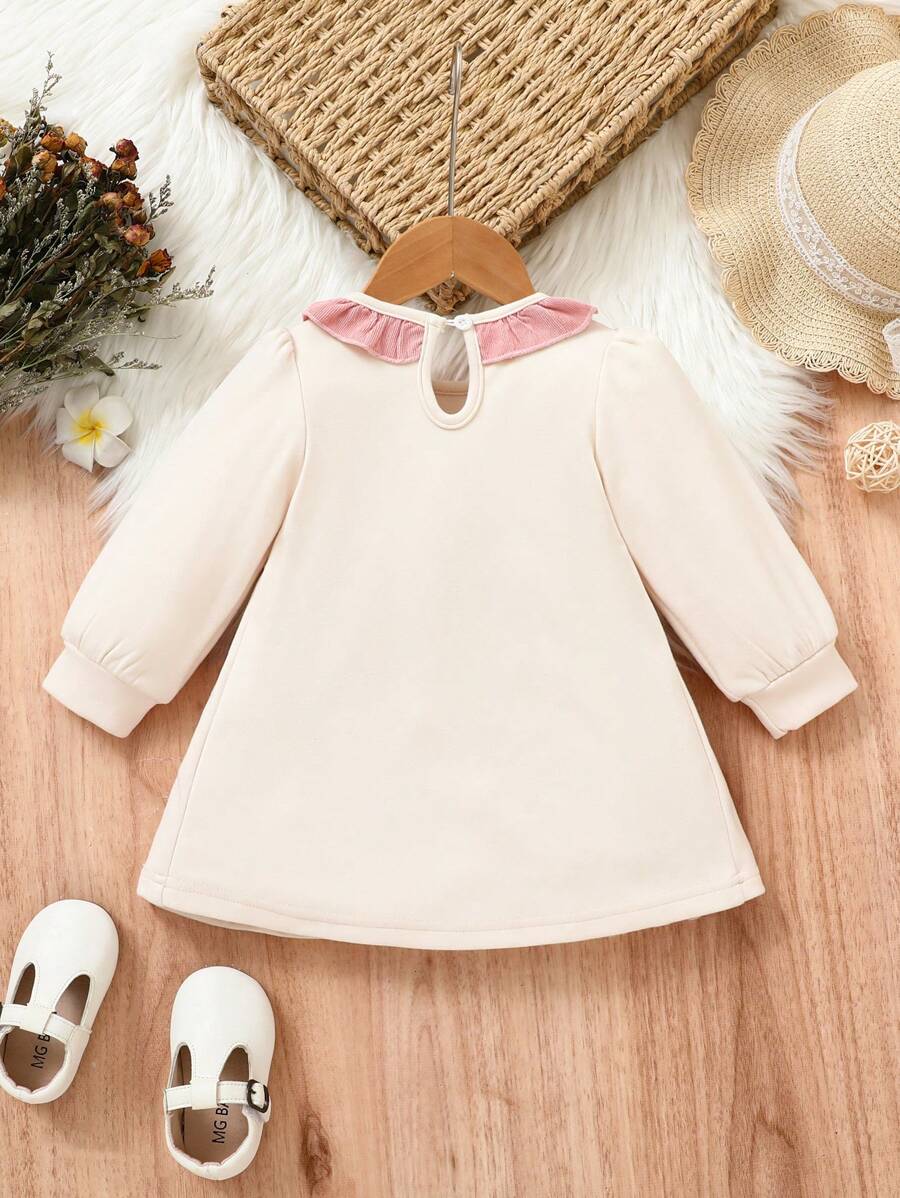 Vestido Feminino Manga Longa com Gola Babada & Laço – Versátil Outono/Inverno | Baby Zoo
