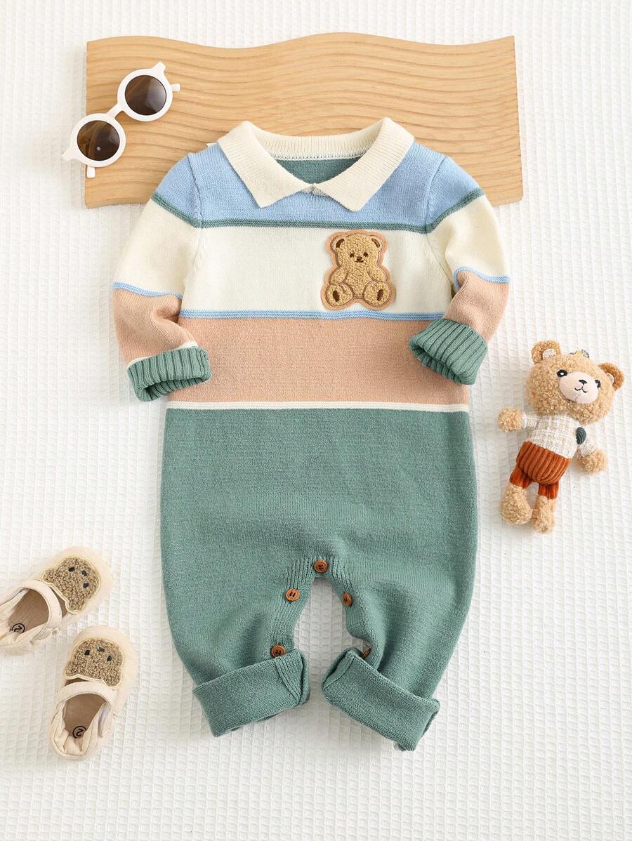 Macacão Saída Maternidade Masculino Blocos de Cor com Gola Polo – Manga Longa Outono/Inverno | Baby Zoo
