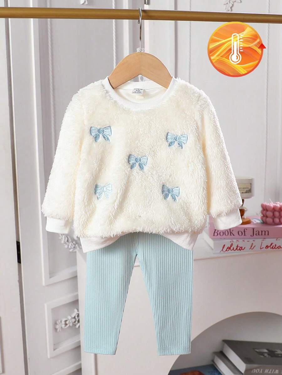 Conjunto 2 Peças Feminino Moletom Bordado de Urso & Legging Texturizada – Outono/Inverno | Baby Zoo