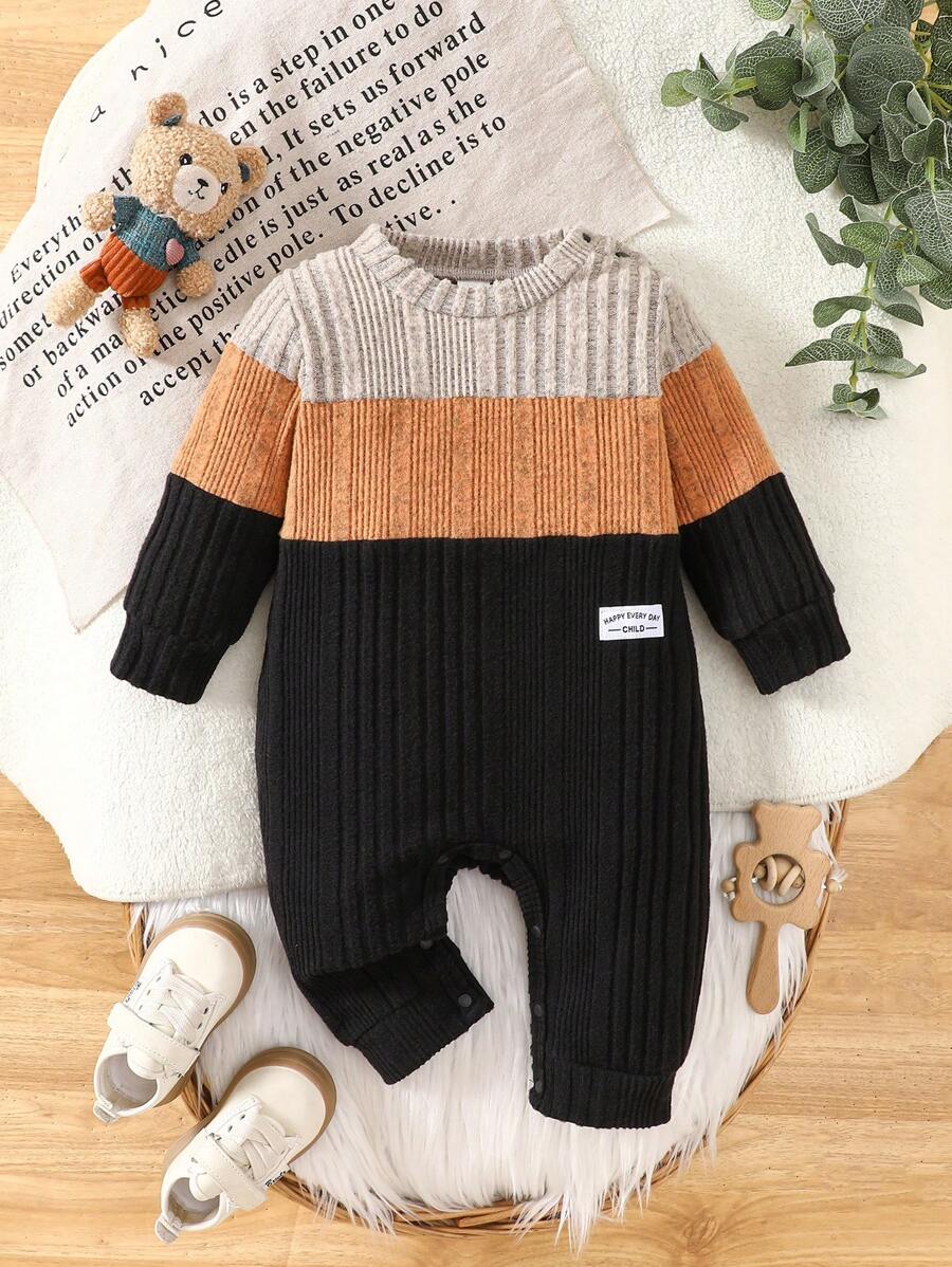 Macacão Masculino Manga Longa Gola Redonda Blocos de Cor – Versátil Outono/Primavera/Inverno | Baby Zoo