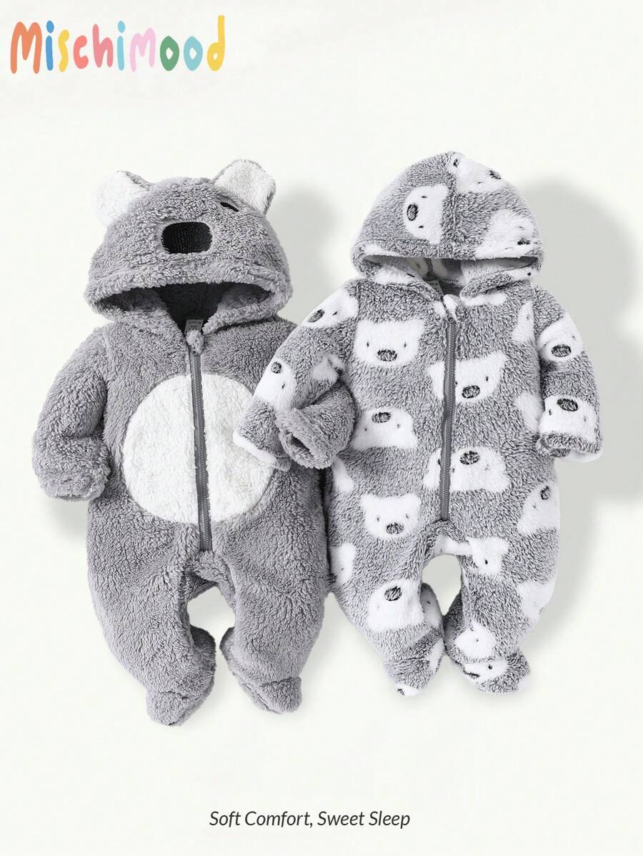Conjunto 2 Peças Macacão Unissex de Lã Estampa Coala & Chapéu – Outono/Inverno | Baby Zoo