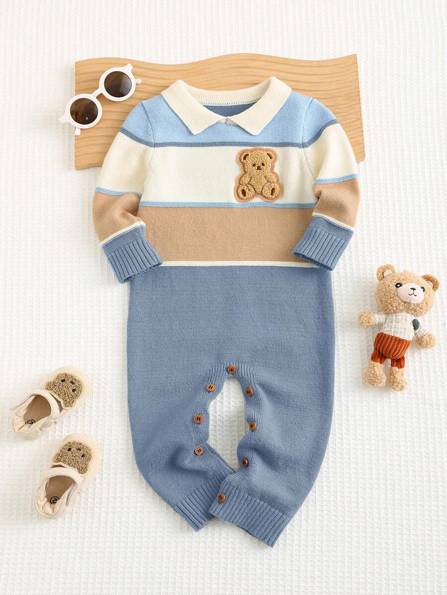 Macacão Saída Maternidade Masculino Blocos de Cor com Gola Polo – Manga Longa Outono/Inverno | Baby Zoo
