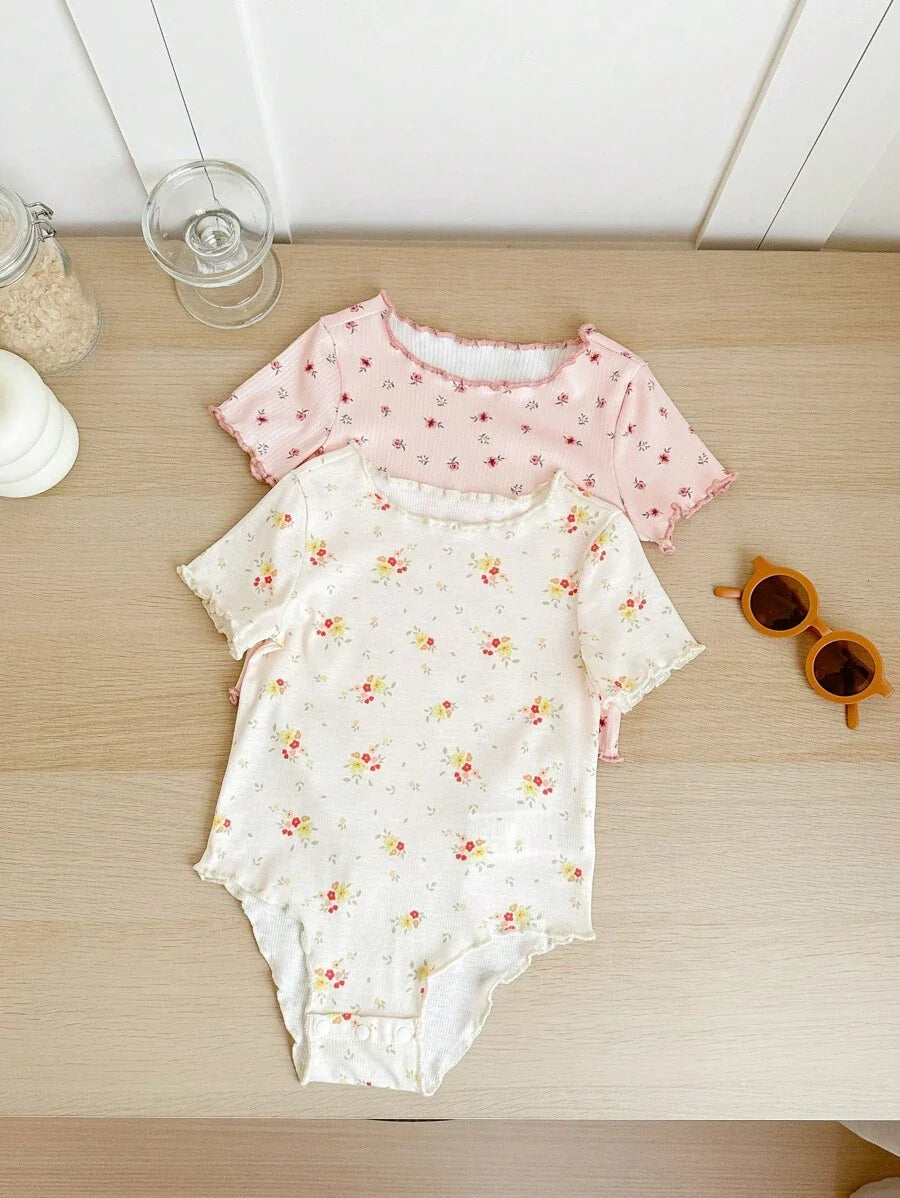 Conjunto 2 Peças Bodies Floral Verão para Bebê Menina – Manga Curta & Fecho Snap-Up | Baby Zoo