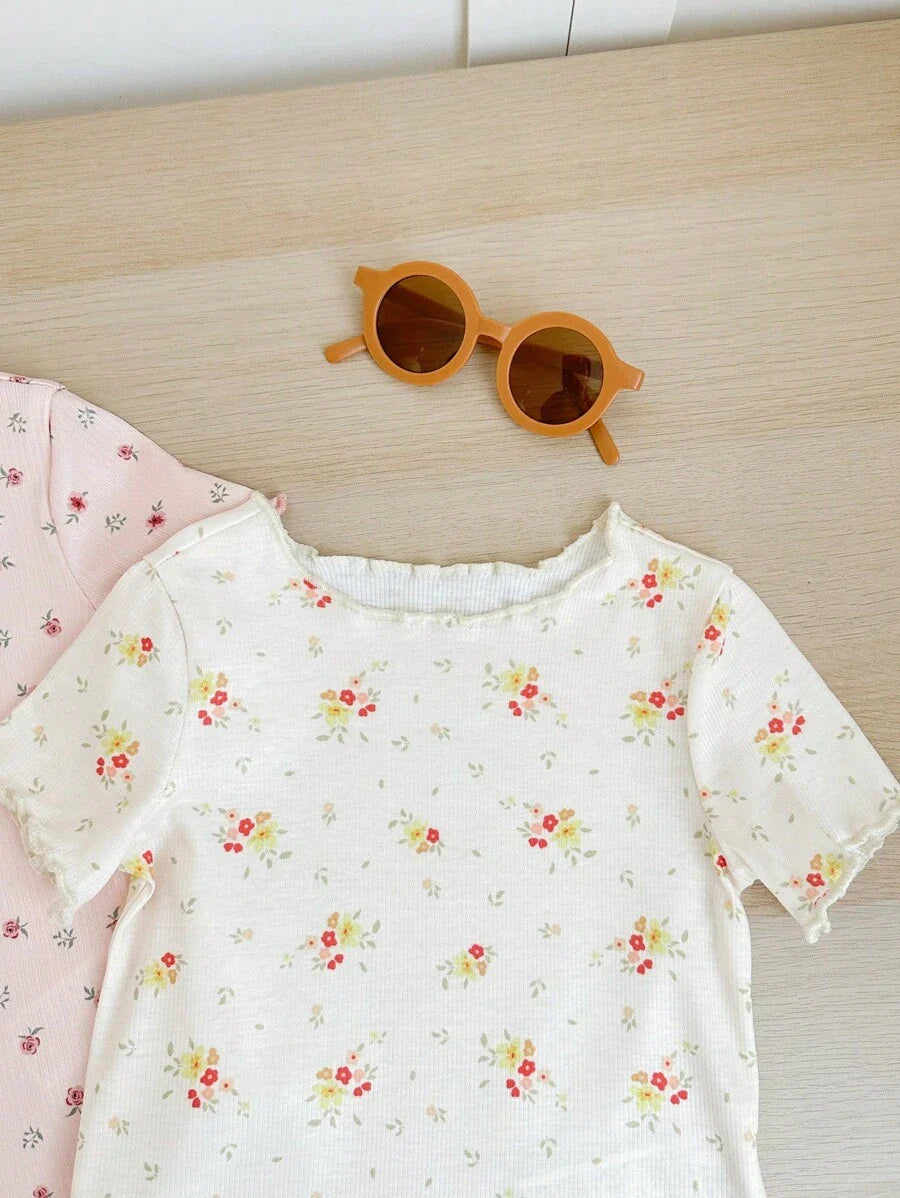 Conjunto 2 Peças Bodies Floral Verão para Bebê Menina – Manga Curta & Fecho Snap-Up | Baby Zoo