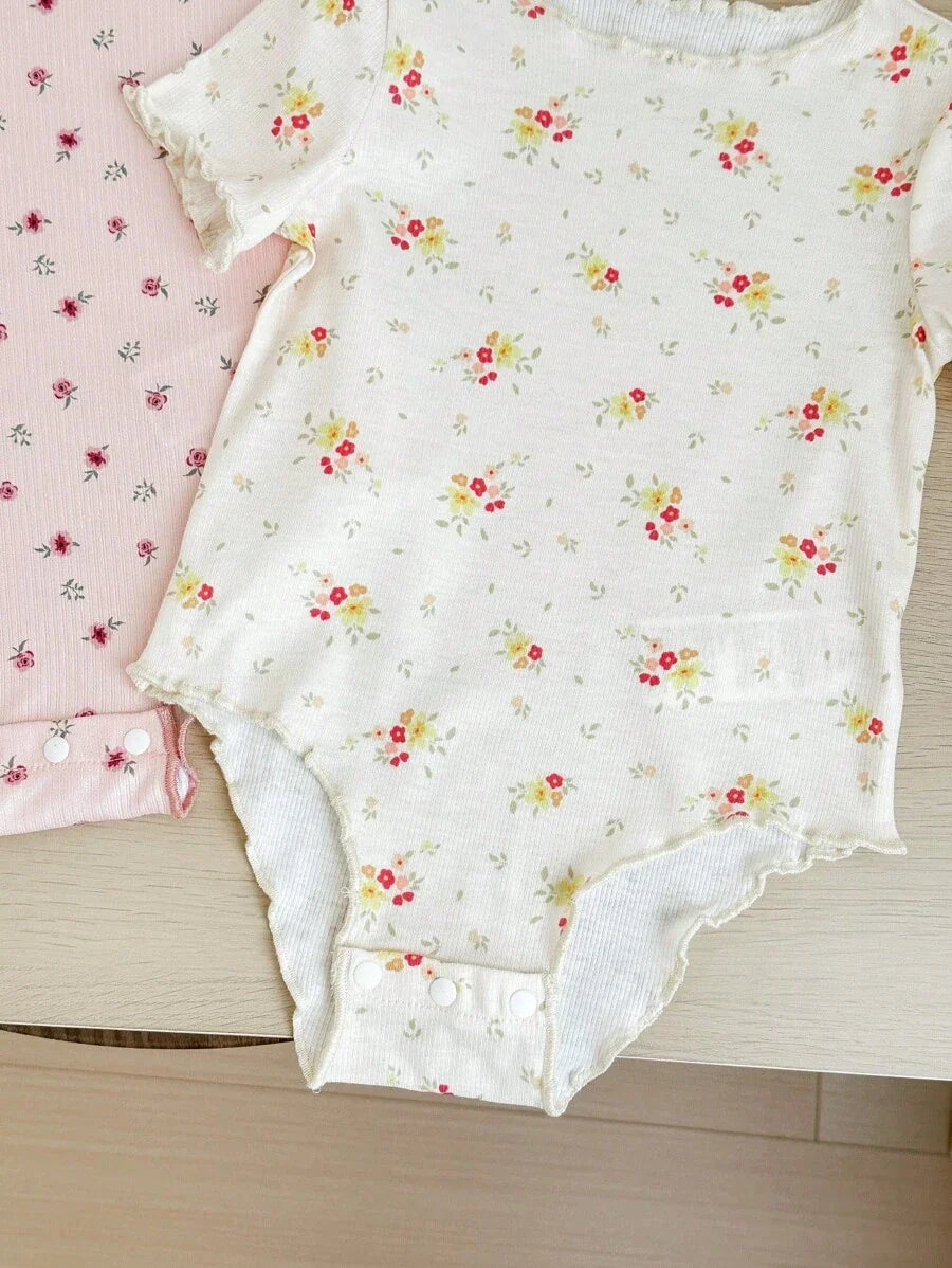 Conjunto 2 Peças Bodies Floral Verão para Bebê Menina – Manga Curta & Fecho Snap-Up | Baby Zoo