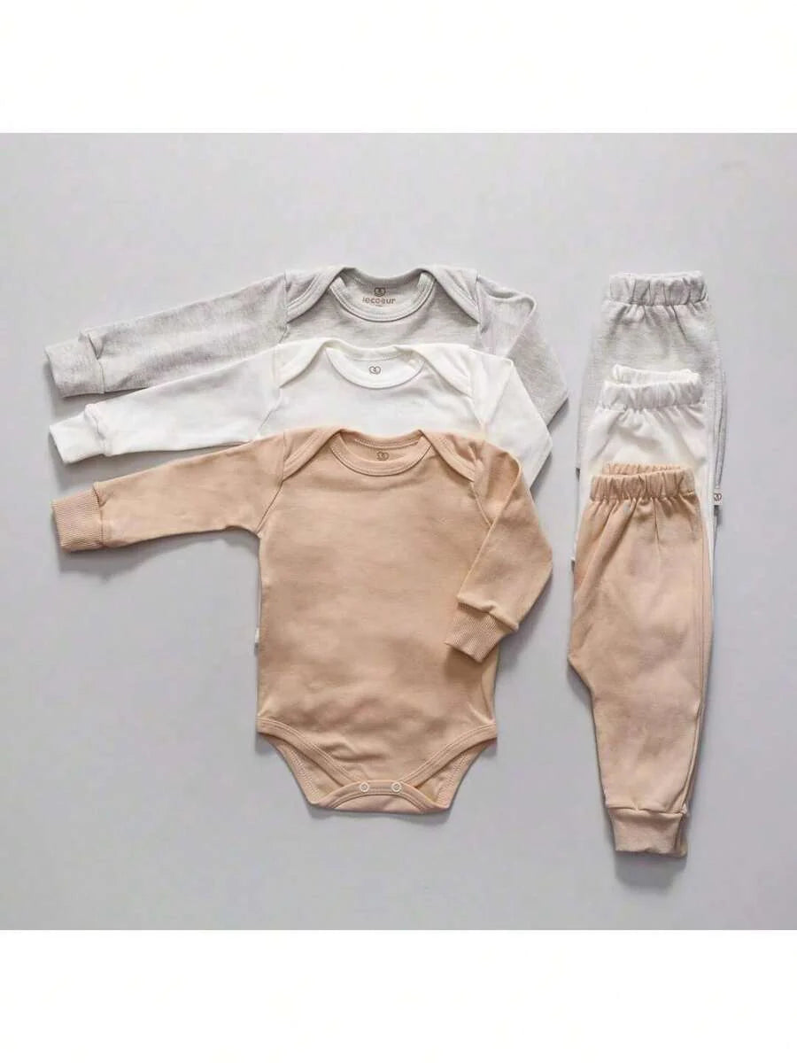 Kit BabyZoo 14 Peças para Bebê Unissex | 7 Bodies Manga Longa + 7 Mijões 100 % Algodão – Conforto, Praticidade e Estilo