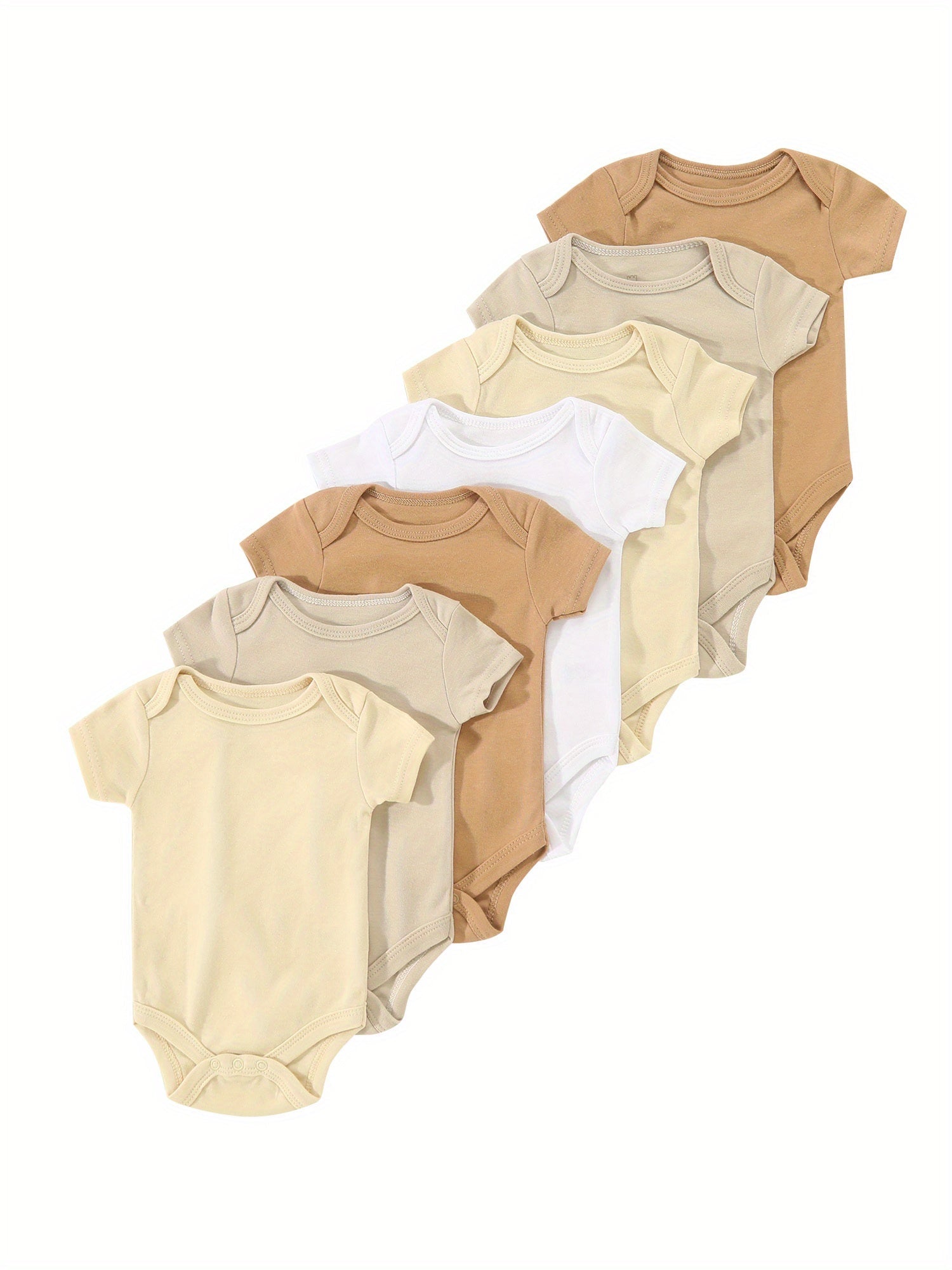 Kit 7 Bodies BabyZoo Bebê Menino – Algodão Macio | Cores Neutras | Gola Careca e Manga Curta