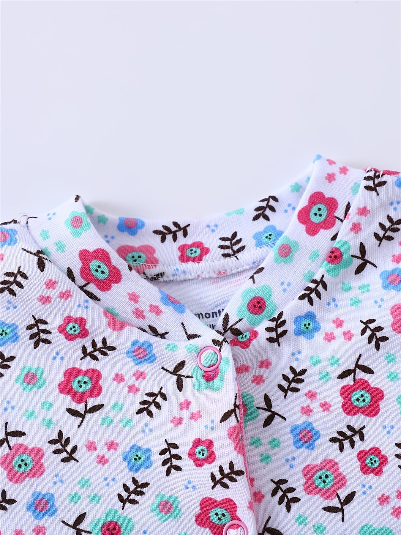 Kit 3 Macacões BabyZoo para Bebê – Manga Longa com Gola Alta, Luvas & Pés Reversíveis, 100 % Algodão | Estampas Coelho, Floral e Listras
