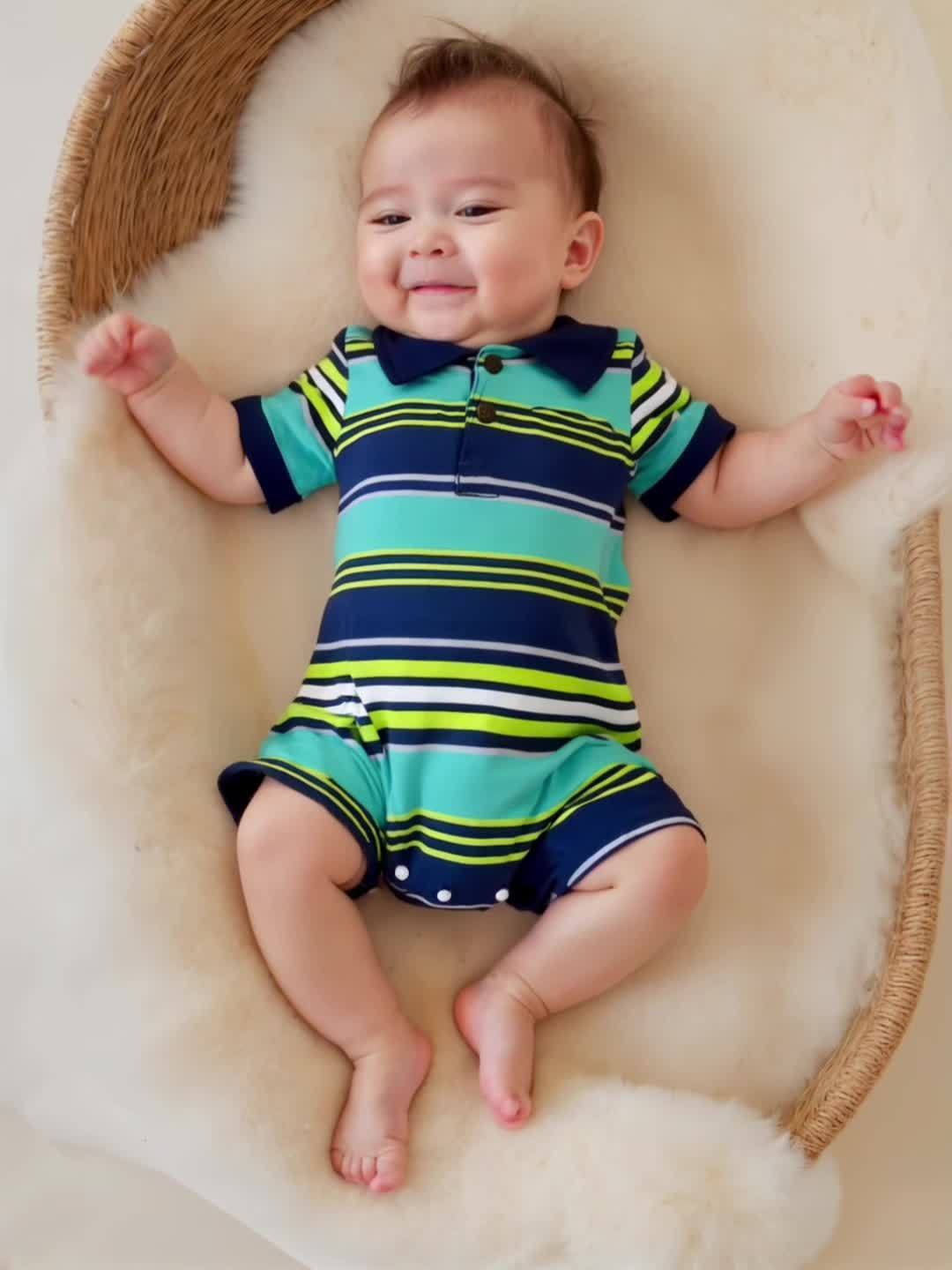 3 peças - Conjunto de Macacões Casuais para Bebê Menino, Gola Polo e Gola Careca, Roupas de Verão para Passeios