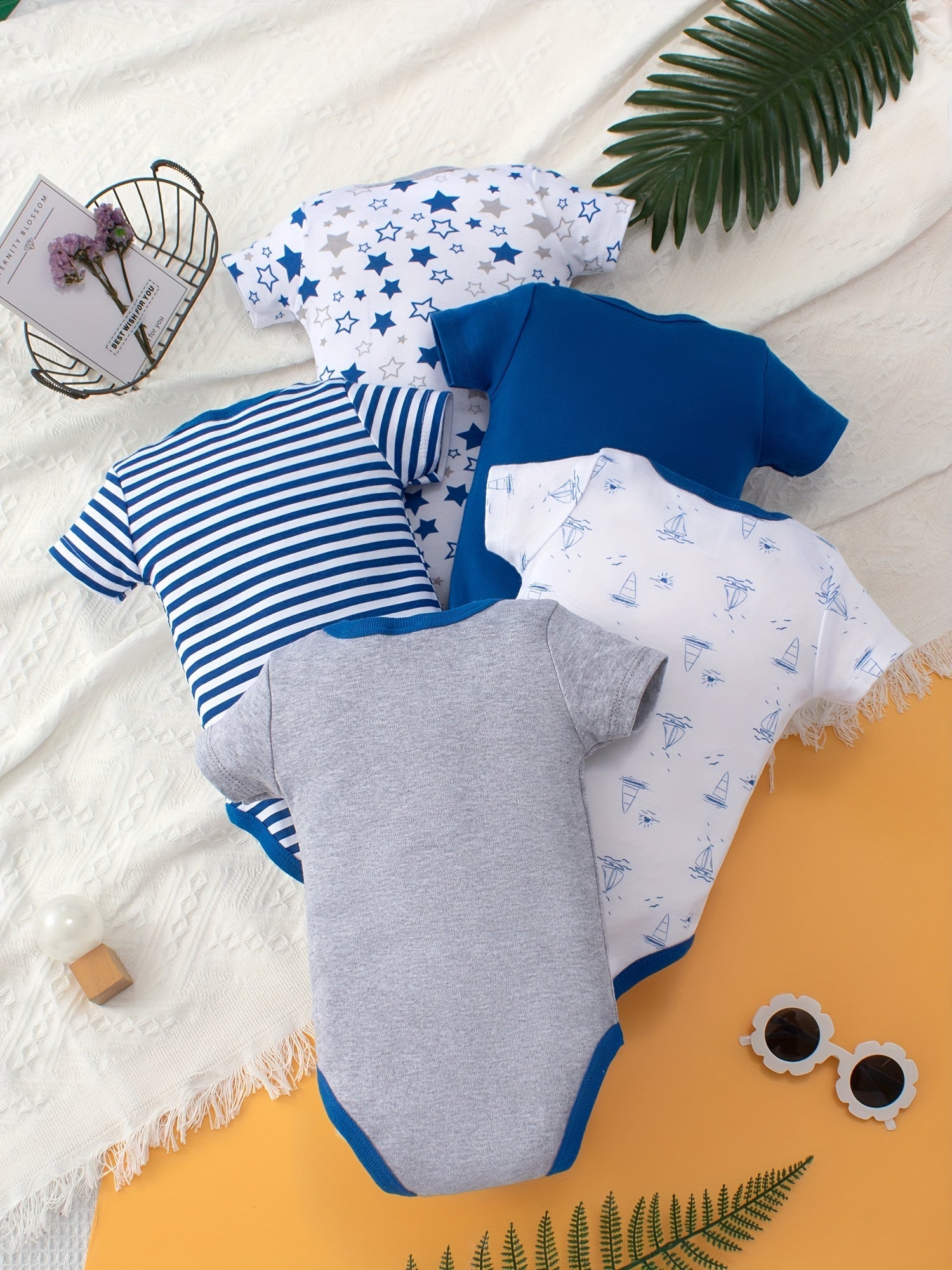 Kit 5 Bodies Estilo Náutico em Algodão para Meninos – Conforto e Charme no Verão