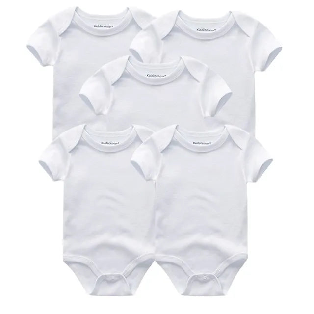 Kit 5 Bodies Manga Curta para Bebê – 100 % Algodão | Recém-nascidos a 6 Meses | Verão Unissex