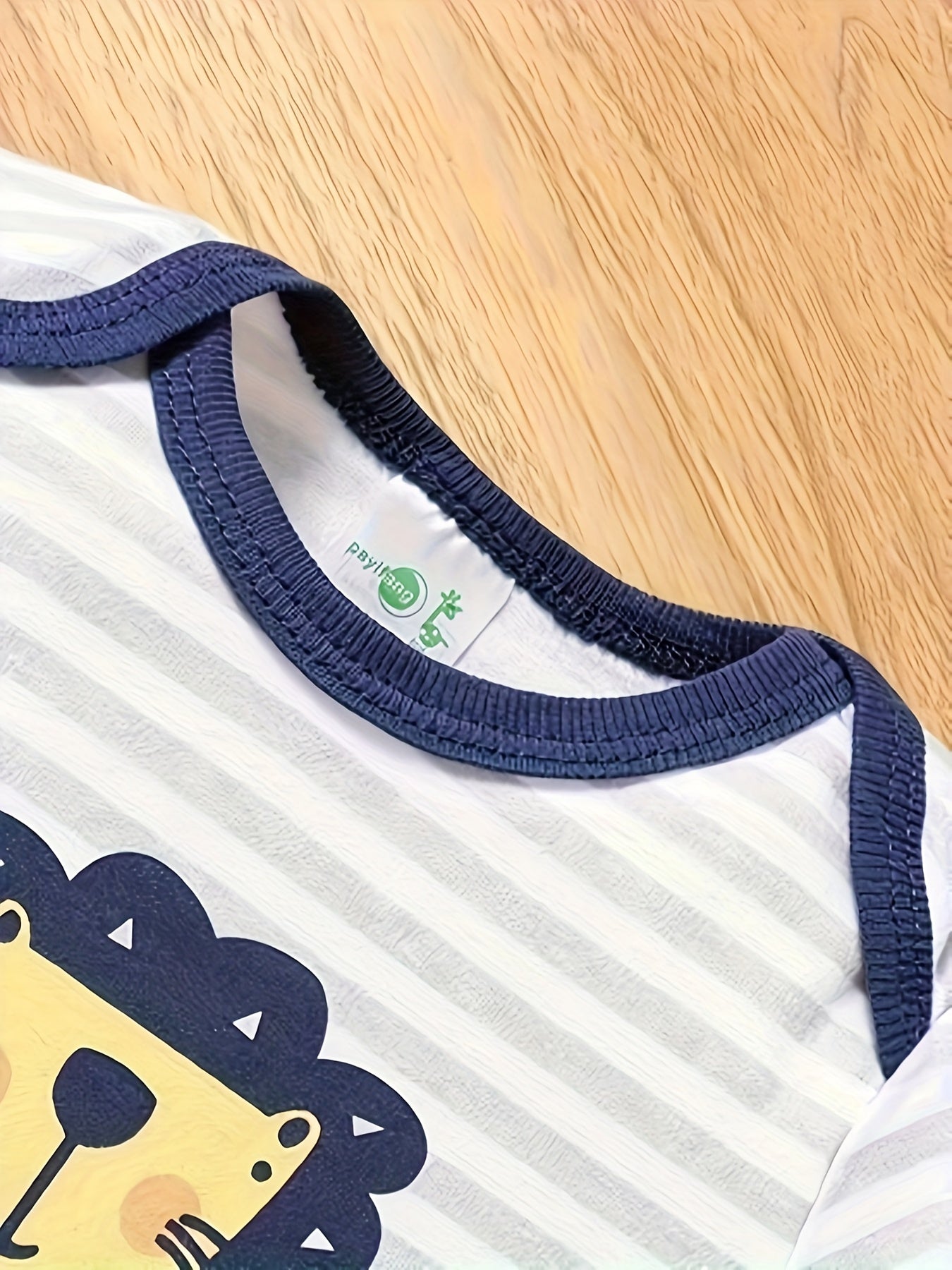 Kit BabyZoo 5 Macacões Manga Curta para Bebê Menino – Estampa Leão & Listras, 100 % Algodão