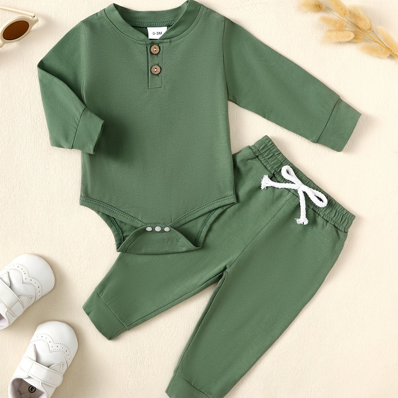 Conjunto BabyZoo Bebê Menino – Body Listrado com Botões + Calça Casual | Roupa de Inverno para Passeios