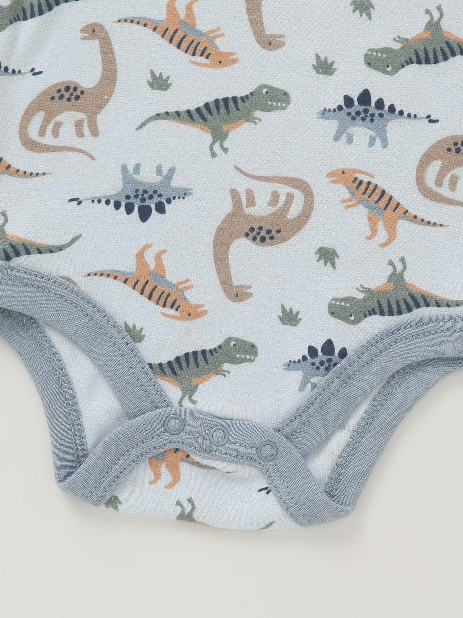 Kit 6 Body para Bebê Menino – Bordado de Dinossauro & Caminhão, 60 % Algodão, Manga Curta, Gola Redonda