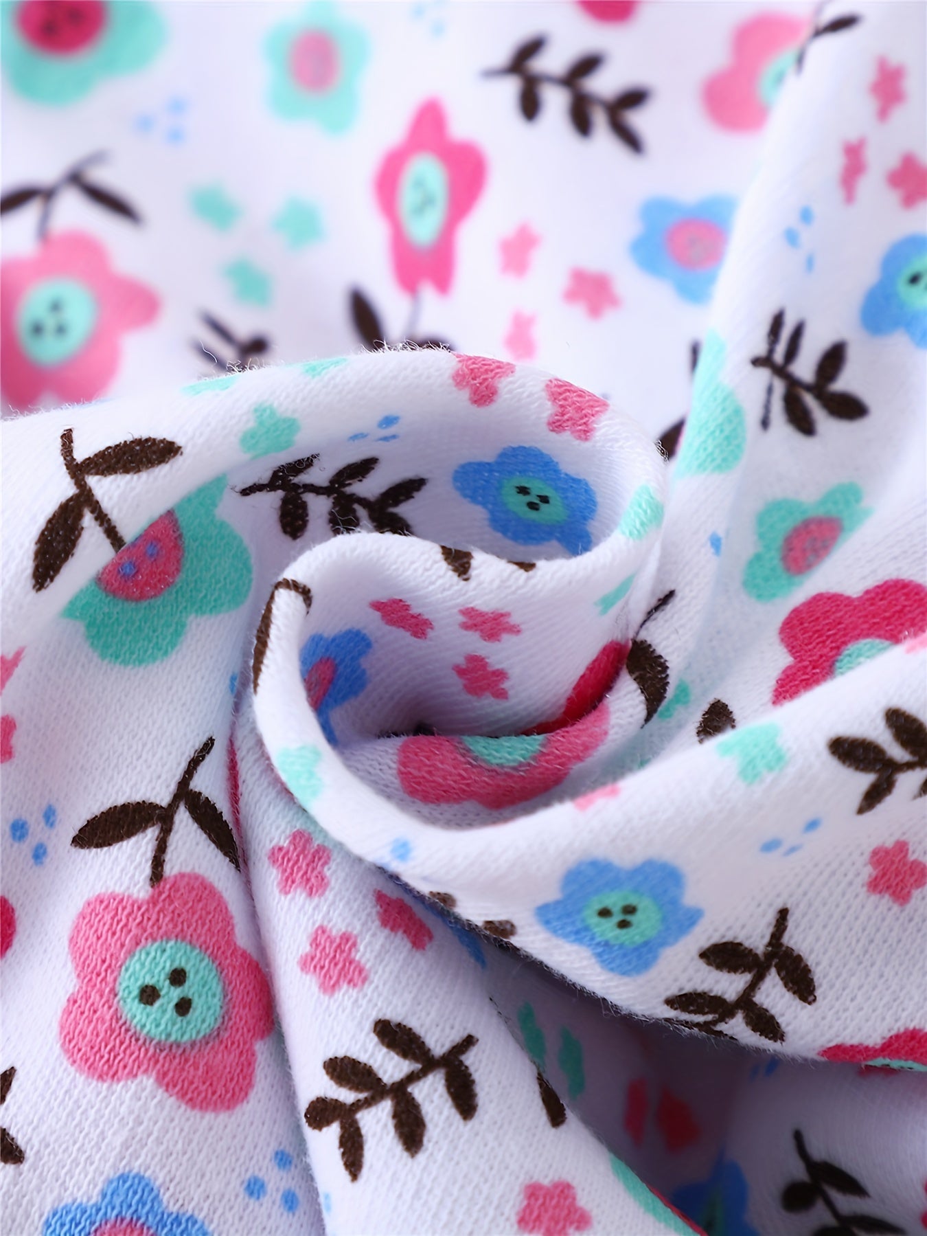 Kit 3 Macacões BabyZoo para Bebê – Manga Longa com Gola Alta, Luvas & Pés Reversíveis, 100 % Algodão | Estampas Coelho, Floral e Listras